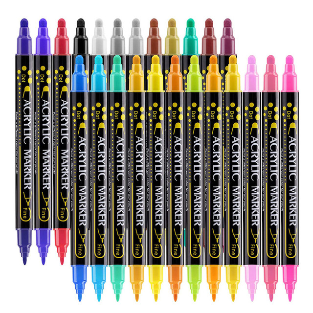 Dual Tip Acrylic Paint Pen Marker,12/24/36 Colors Set for Rock